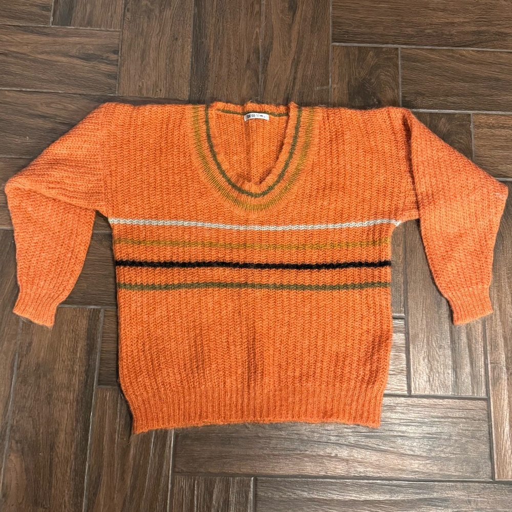 Vintage Cozy angora Acrylic Wool blend Chinese Brand Orange Knit Sweater